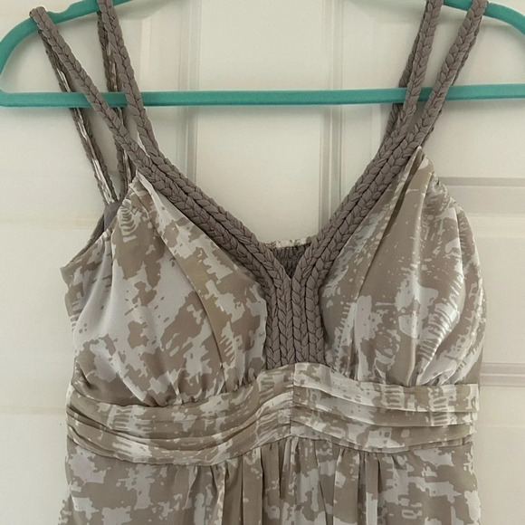 Soft Surroundings Summer Breeze Maxi Sleeveless Dress Tan White Abstract PXS - Picture 4 of 12